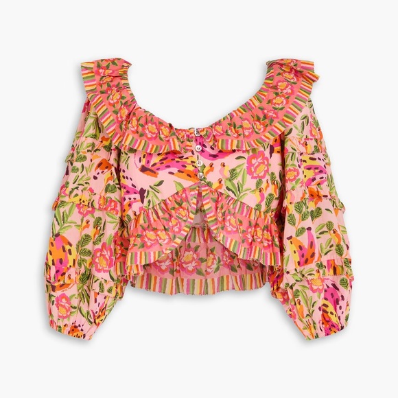 FARM Rio Multicolor Floral Ruffle Blouse - Picture 1 of 4